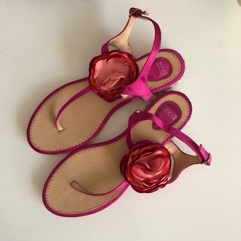 Pink Flower Strappy Sandals
